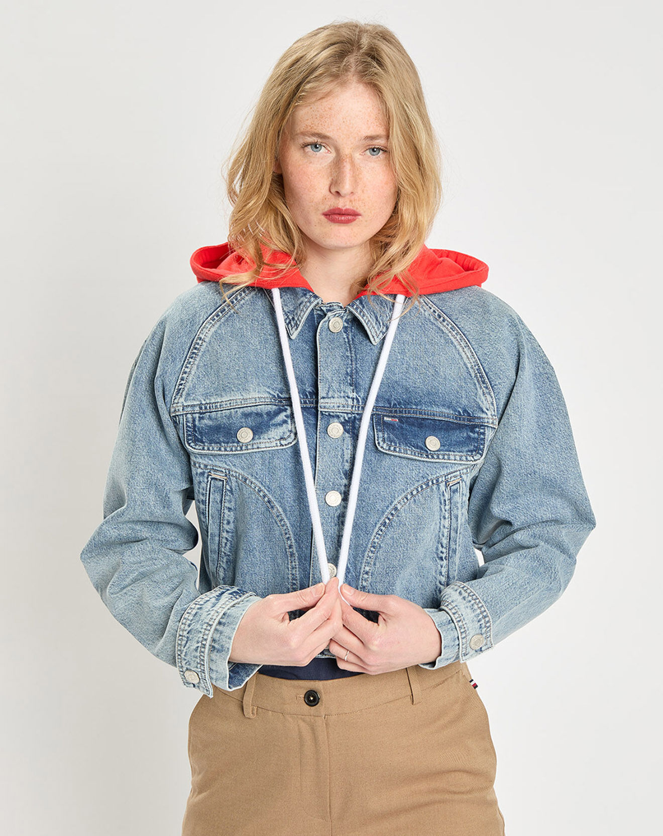 Tommy Jeans Veste denim à capuche bleu brut