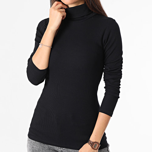 Tee Shirt Col Roulé Manches Longues Femme JJXX Fan Noir