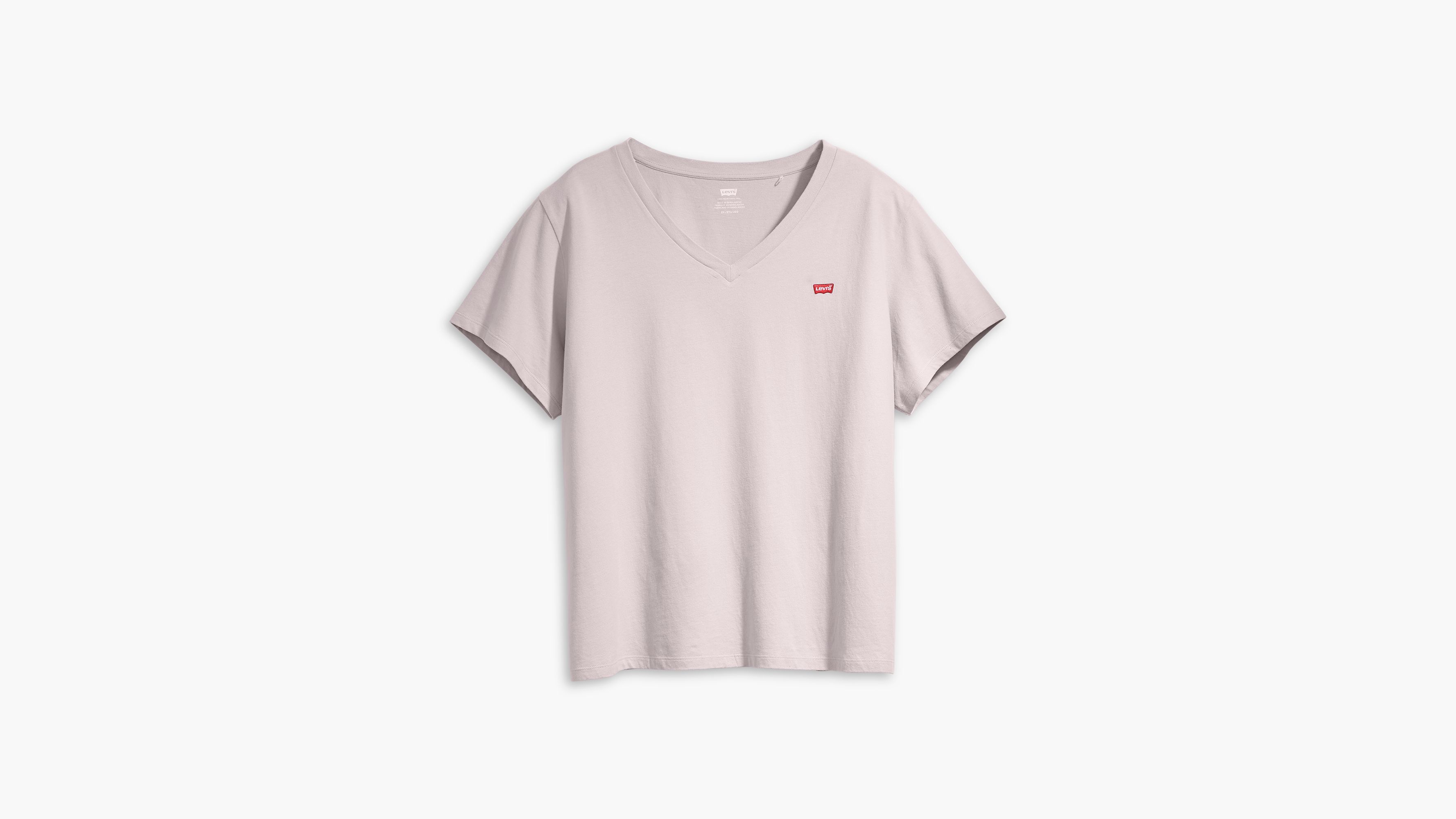 T-shirt col V (grandes tailles) - Mauve Chalk - Rose