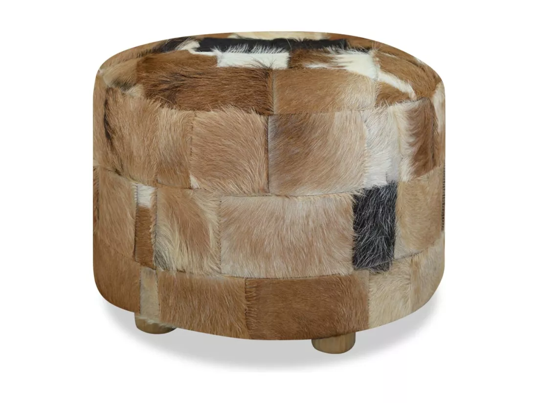 Pouf Cuir véritable Rond 50 x 50 x 45 cm