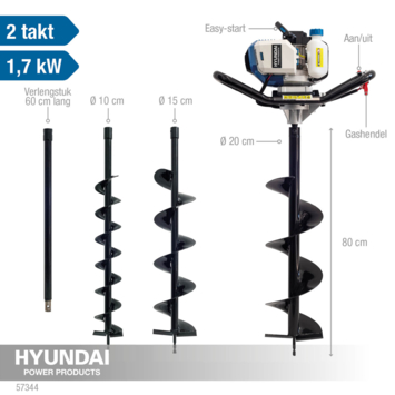 Hyundai grondboor set 100/150/200mm