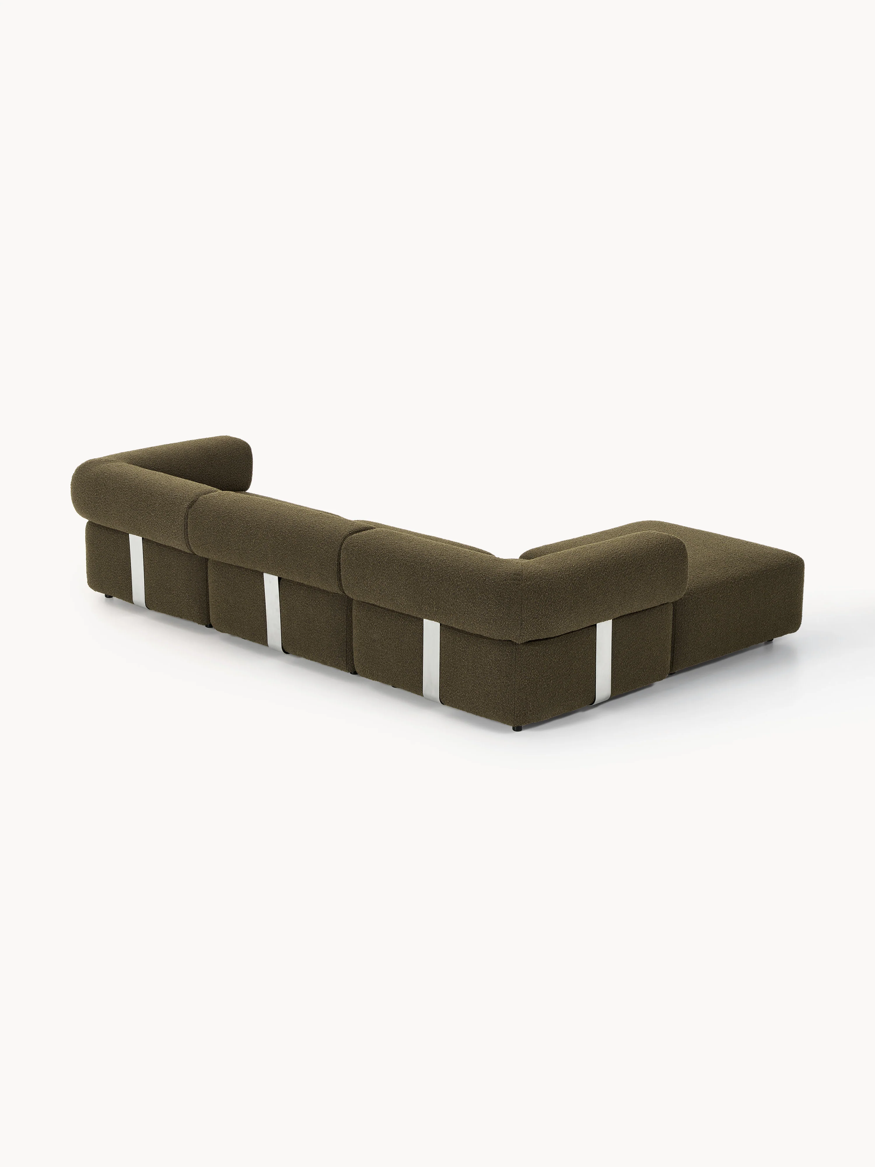 Modulaire bank Anton (4-zits) met poef (links/rechts) van bouclé