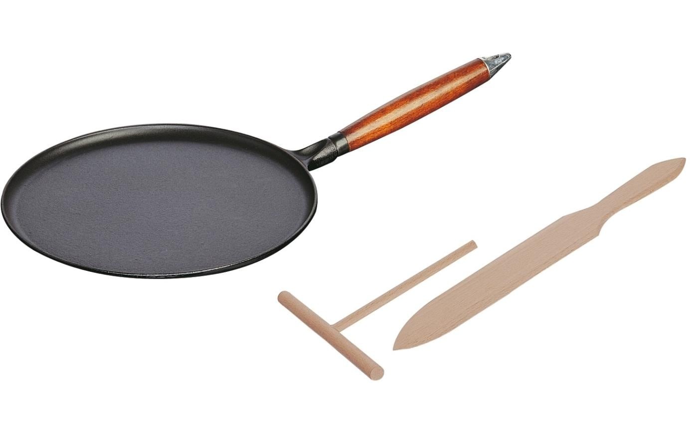 STAUB Crêpepfanne »mit Holzgriff 3-teilig, 28 cm« Gusseisen 3,