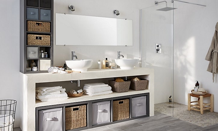 Boîte de rangement carrée en tissu Mixxit coloris blanc