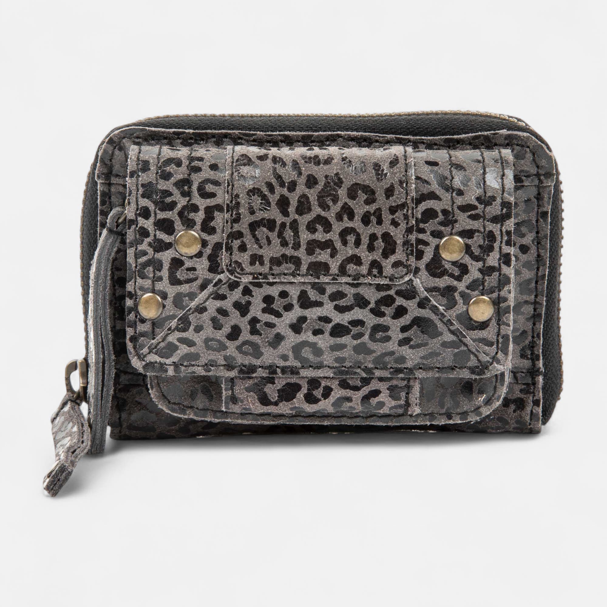 Petite maroquinerie en cuir gris