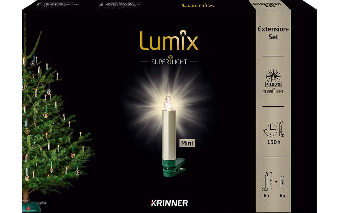 LED Baumkerze SuperLight Mini, Cashmere, 6er-SetErweiterungsset LED Christbaumkerzen