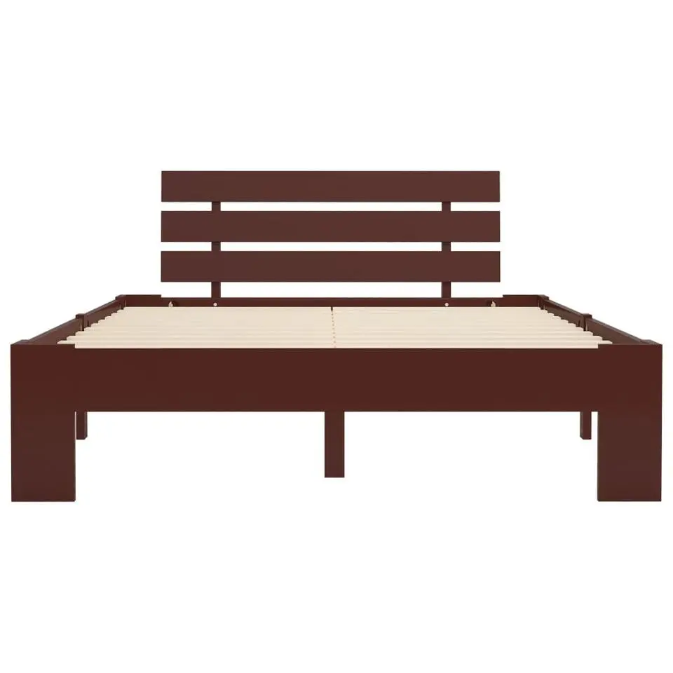 vidaXL - Bed frame met hoofdbord - Donkerbruin - Massief grenenhout - 120x200 cm