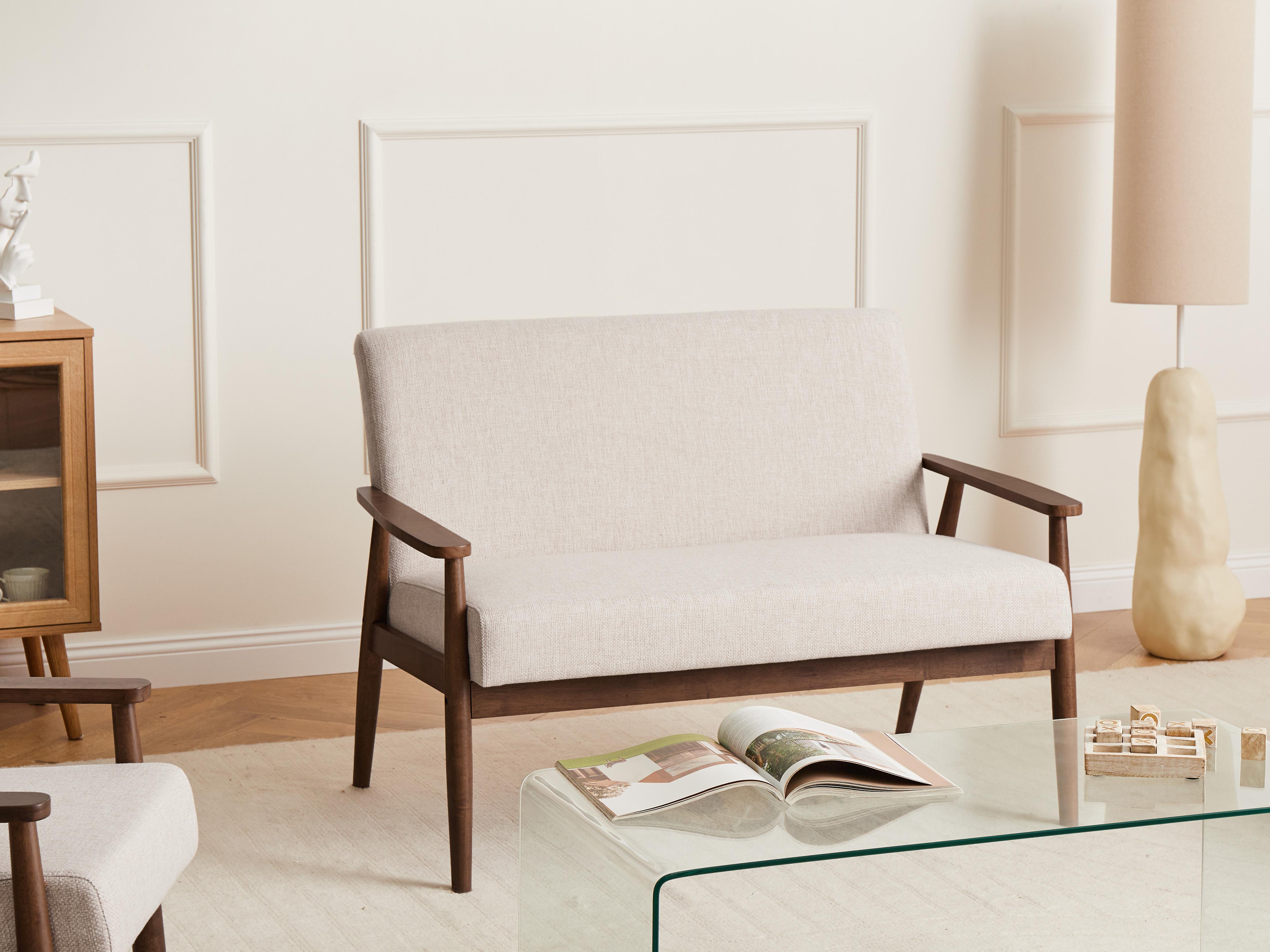Bank 2-zits ESRUM Stof Donkerbruin/beige