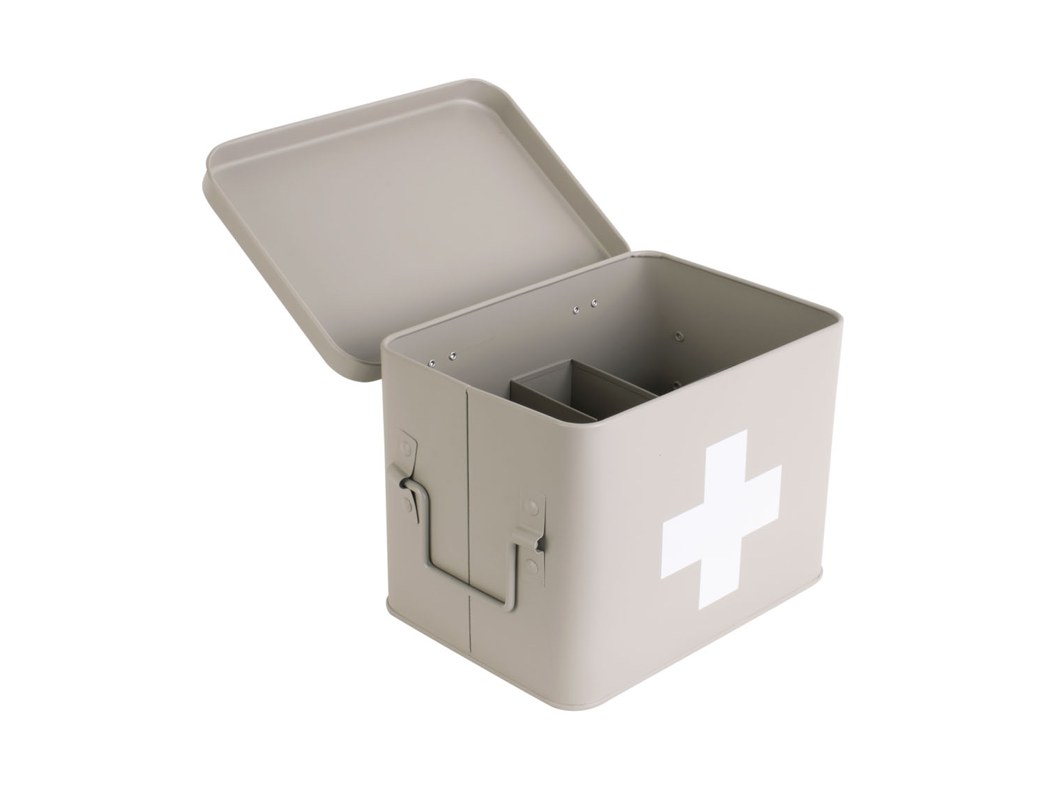 Medicine storage box medium metal matt warm grey