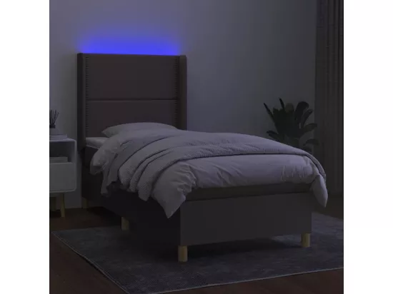 Sommier tapissier avec matelas et LED Taupe 90x190 cm Tissu