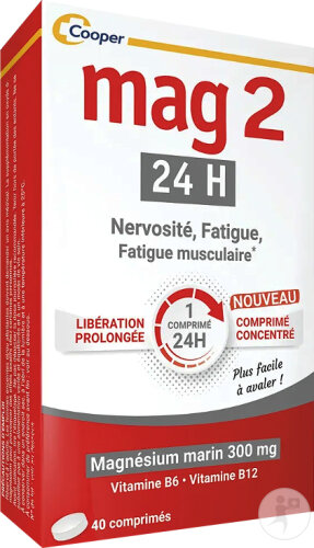 Mag2 24H Nervosité/Fatigue/Fatigue Musculaire 40 Comprimés