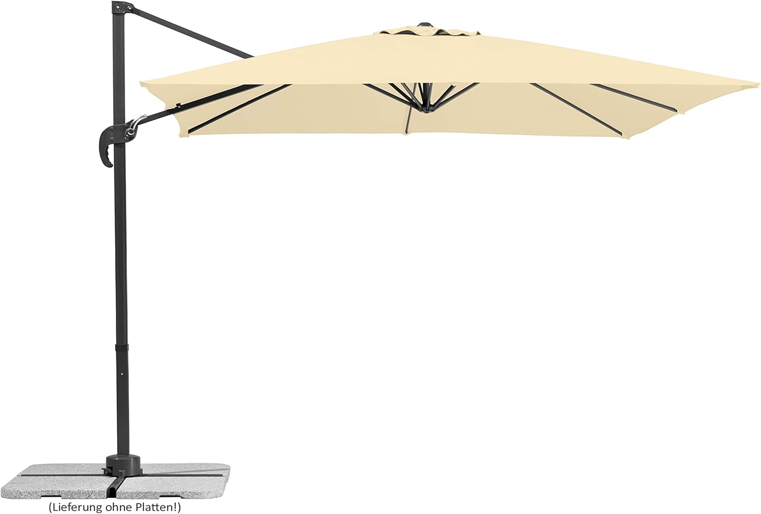 Schneider Sonnenschirm Rhodos Junior, natur, 270 x 270 cm quadratisch, 786-02, Gestell Alu/Stahl, Bespannung Polyester, 18 kg