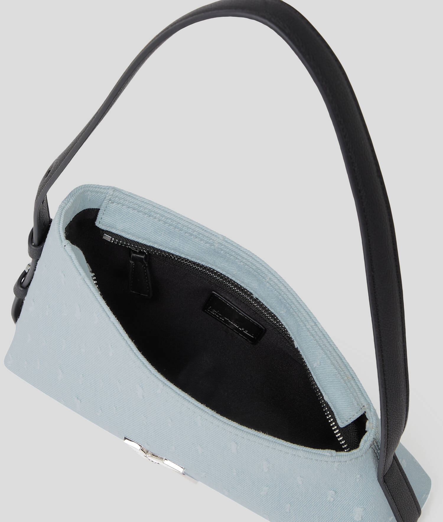 SAC PORTÉ ÉPAULE EN DENIM BOUCLÉ GÉO - Boucle bleue lavée