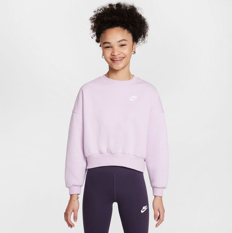 Nike Club Fleece sweatshirt met ronde hals en recht design voor meisjes - Paars