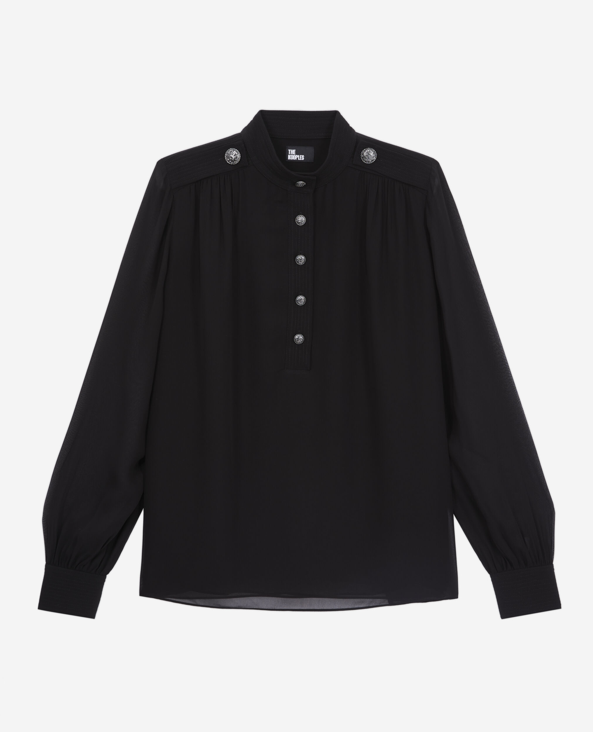 Top noir avec boutons bijoux