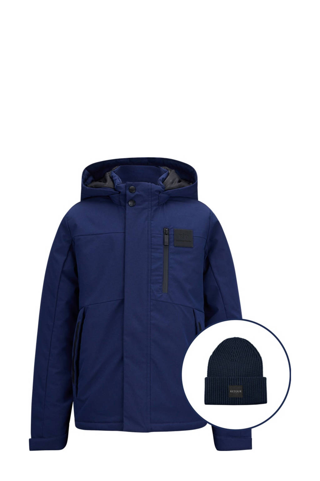Retour Jeans gewatteerde winterjas Victor donkerblauw