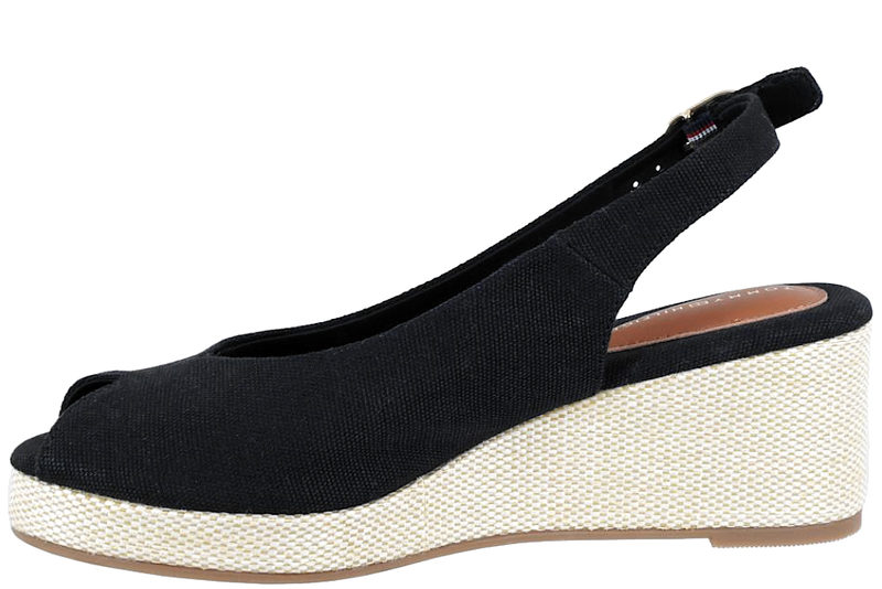 TOMMY HILFIGER - FLAG MID WEDGE ESPAD SLINGBACK BLACK