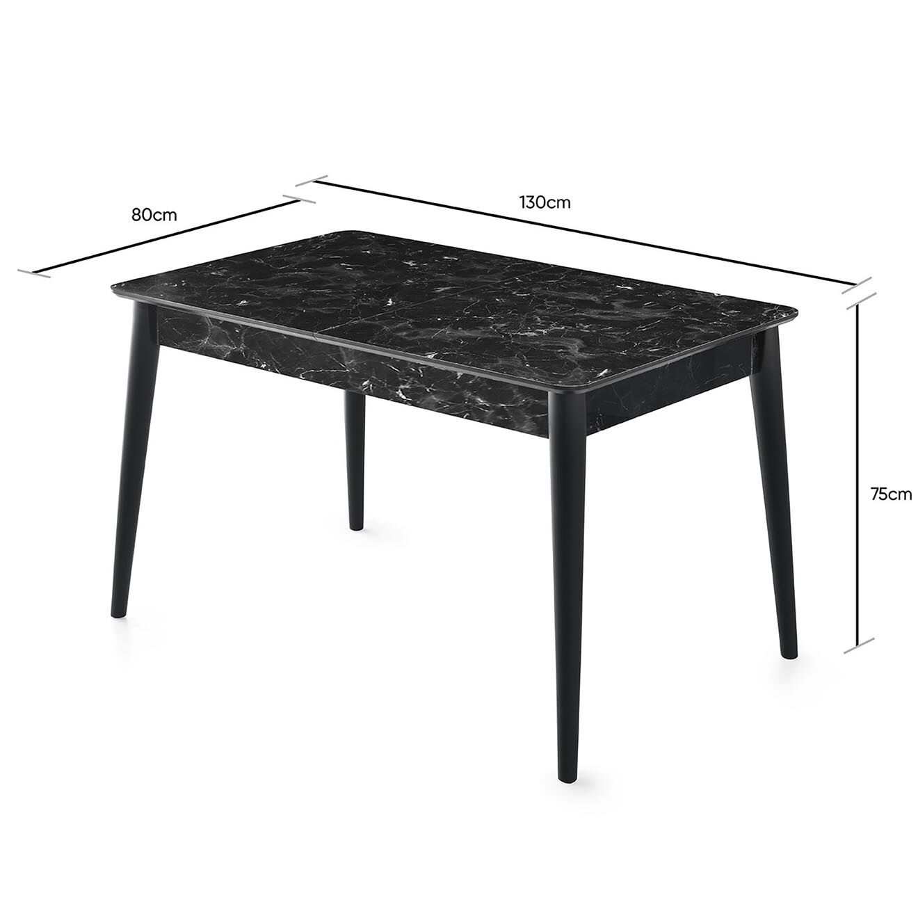 Wooden Art Table de salle à manger Lotus anthracite - 130x75x80 cm