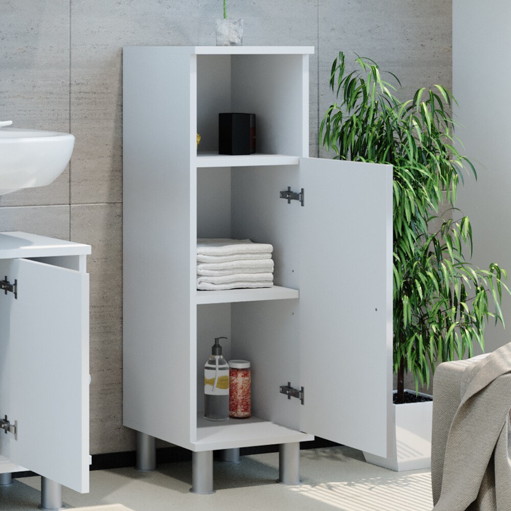 VICCO Midischrank FYNN 95 x 30 cm Weiß Hochglanz - Badezimmerschrank Badschrank Schrank Badregal