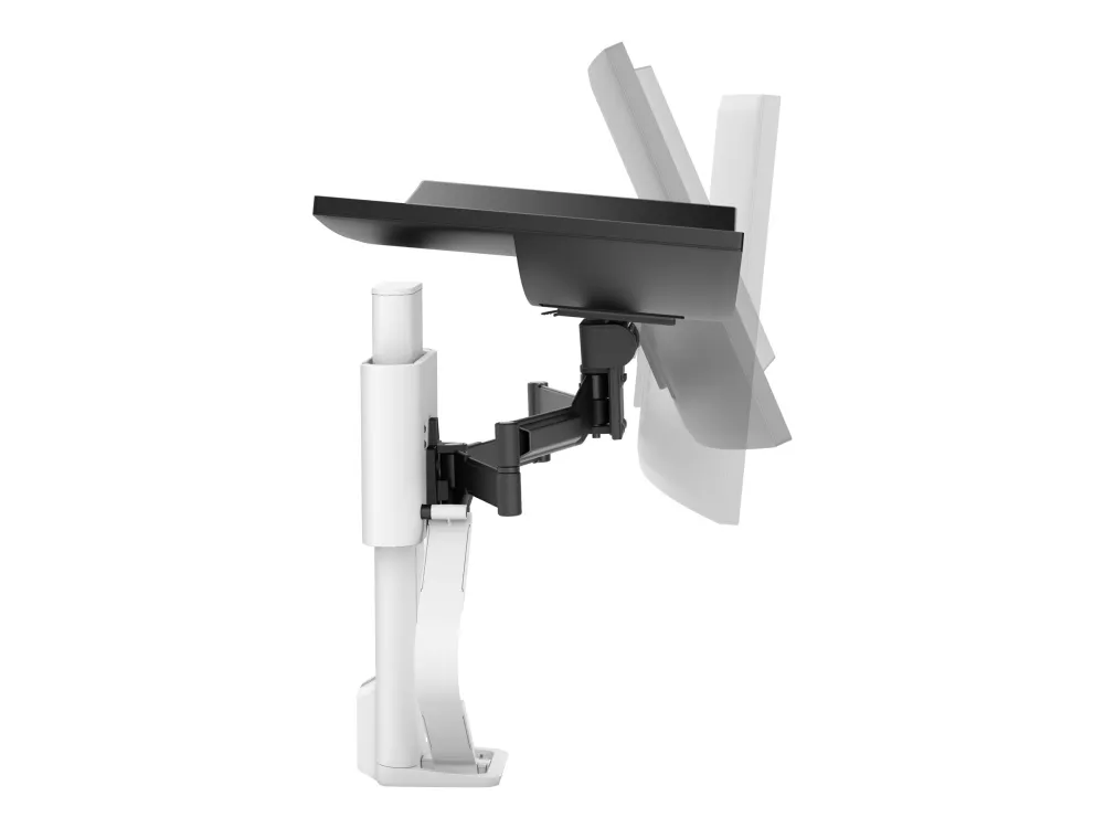 Ergotron TRACE - Monteringssæt (drejetap, base, VESA-mellemrumsstykke, løftekolonne, forlængerarme, 2-delt skrivebordsklemme, kabeladministrationskanal) - Constant Force Technology - for LCD display - hvid - skærmstørrelse: 21.5-38