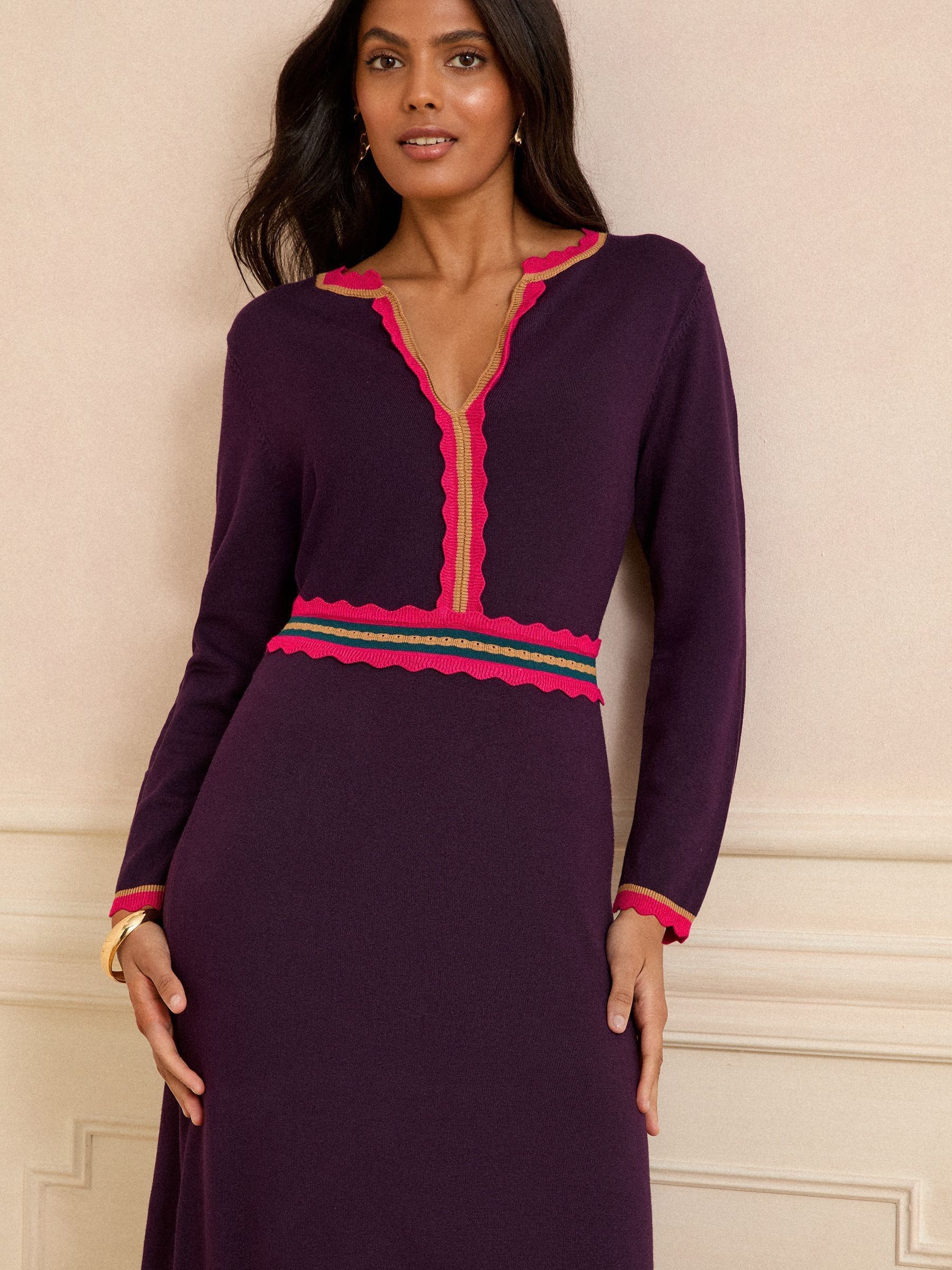 Love & Roses - Gebreide midi-jurk met halsinkeping