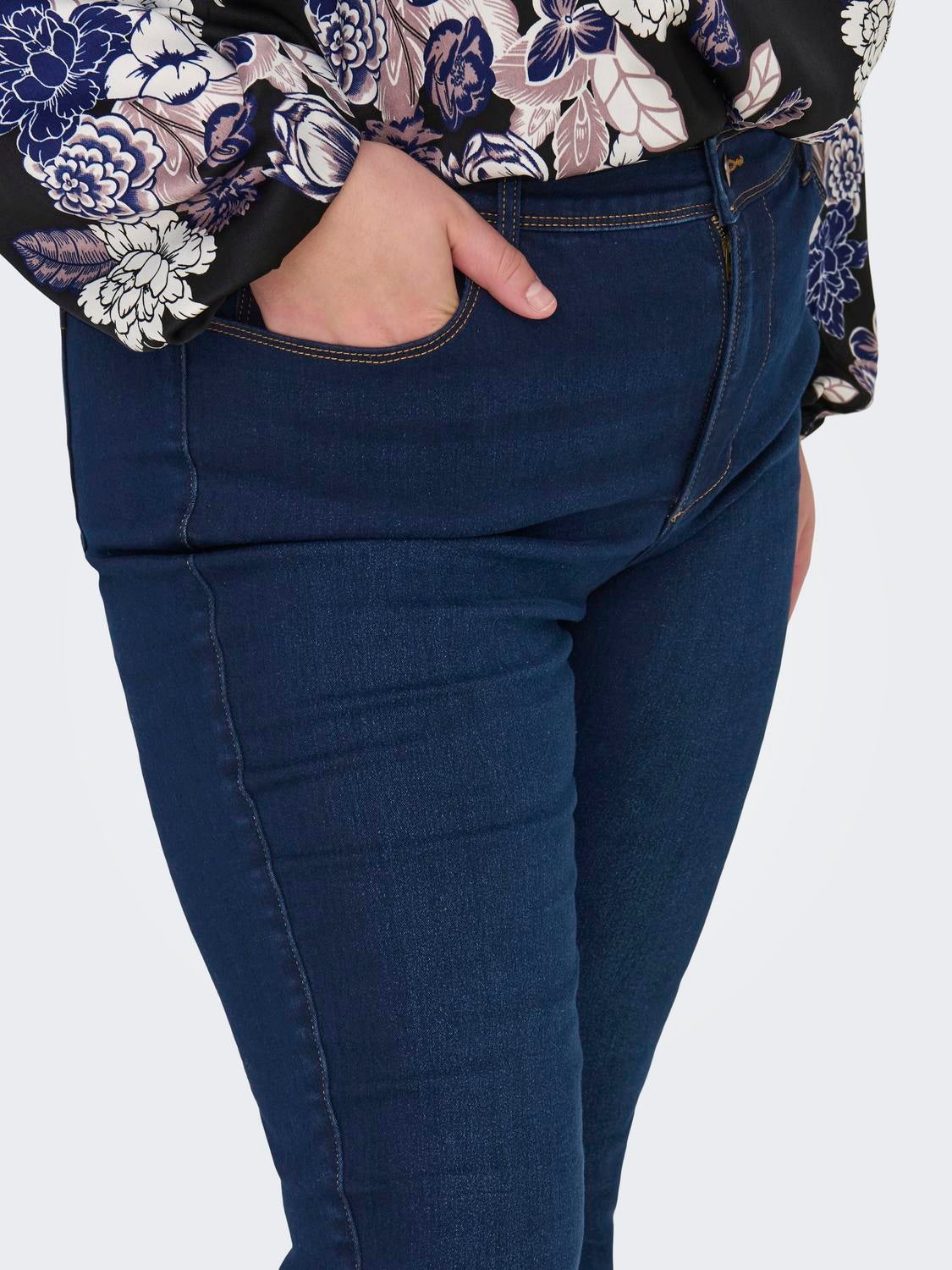 CARULTIMATE Mittlere Taille Skinny Fit Jeans Dark Blue Denim
