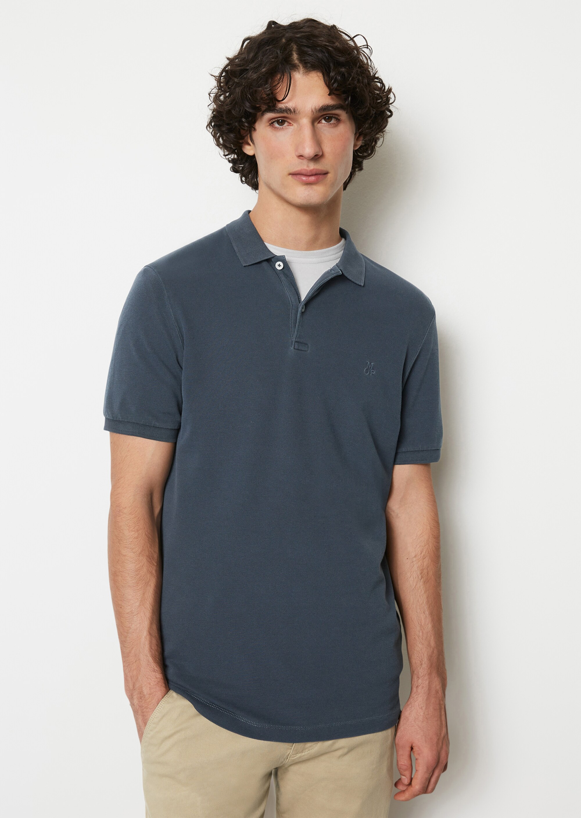 Kurzarm-Poloshirt Piqué shaped aus Organic Cotton-Stretch