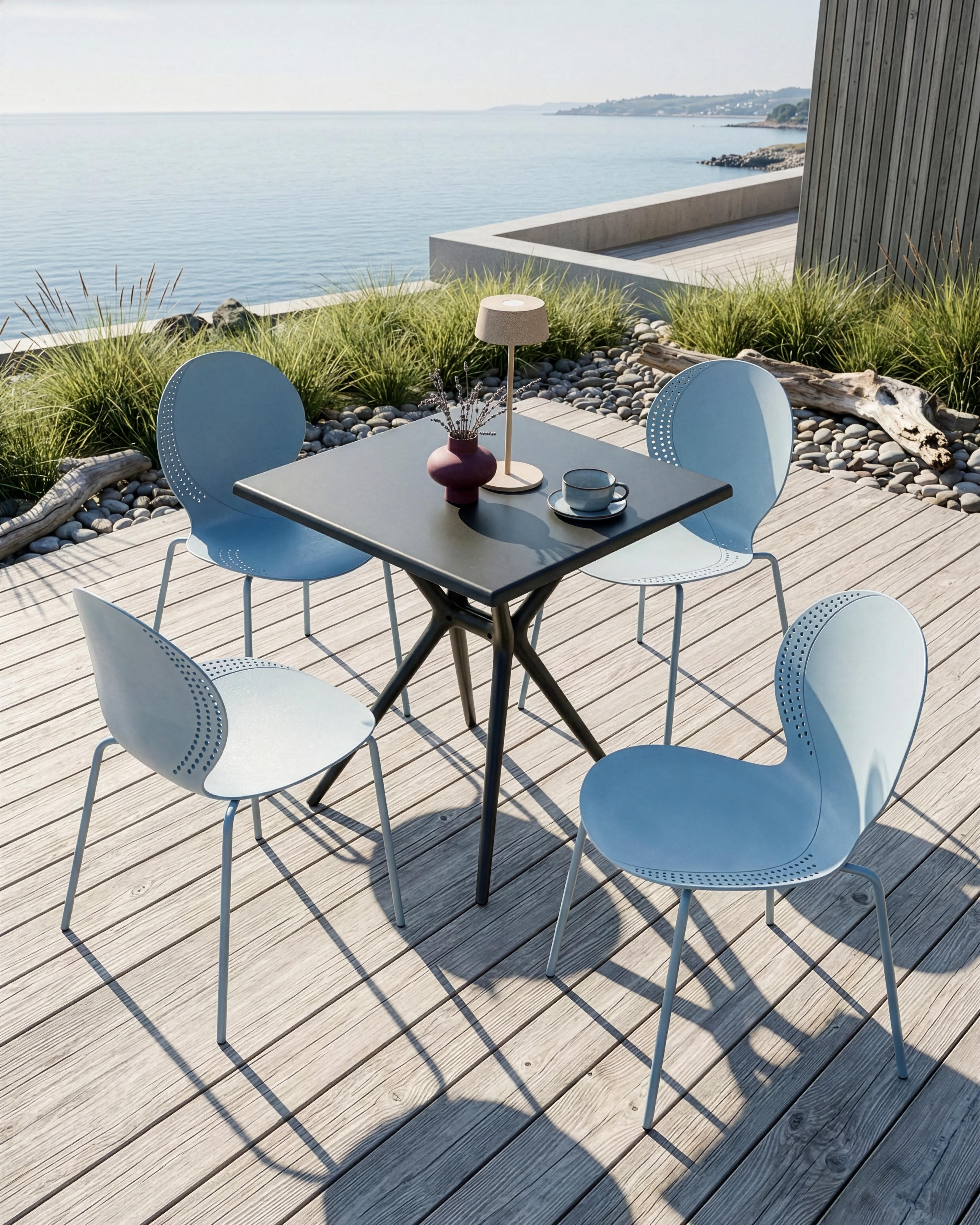 Set van 4 tuinstoelen MILOS stapelbaar Lichtblauw