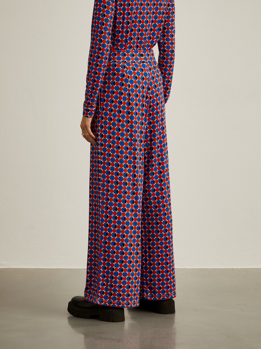 Calças pantalona de malha com padrão