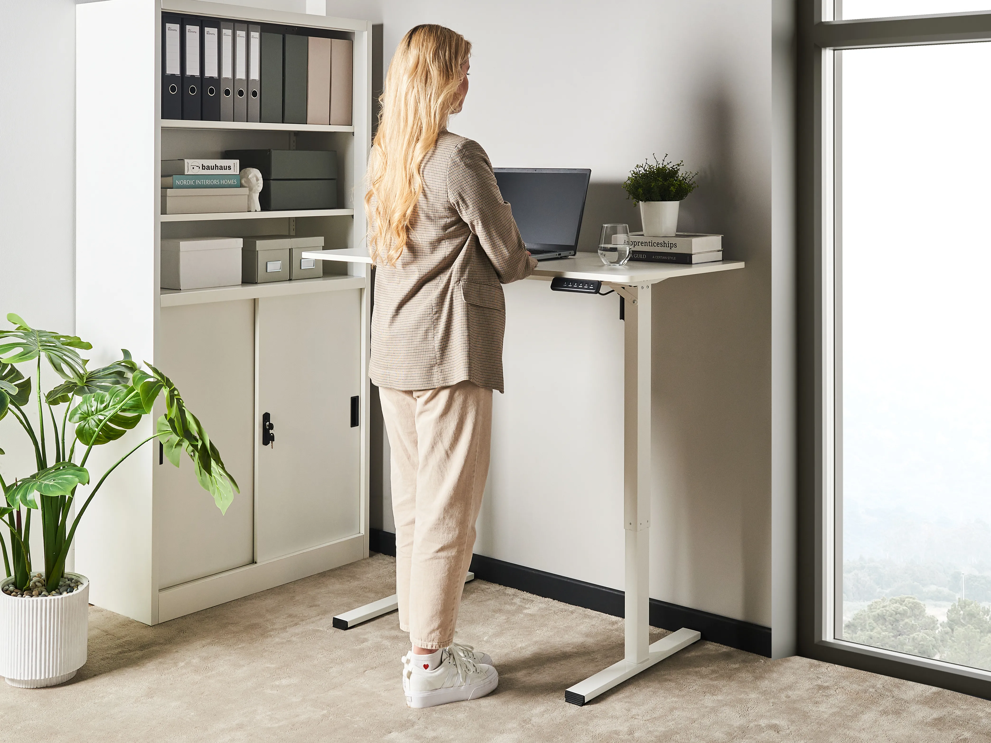 Elektrisch verstelbaar sta-bureau TAVARES Wit 120 cm 60 cm
