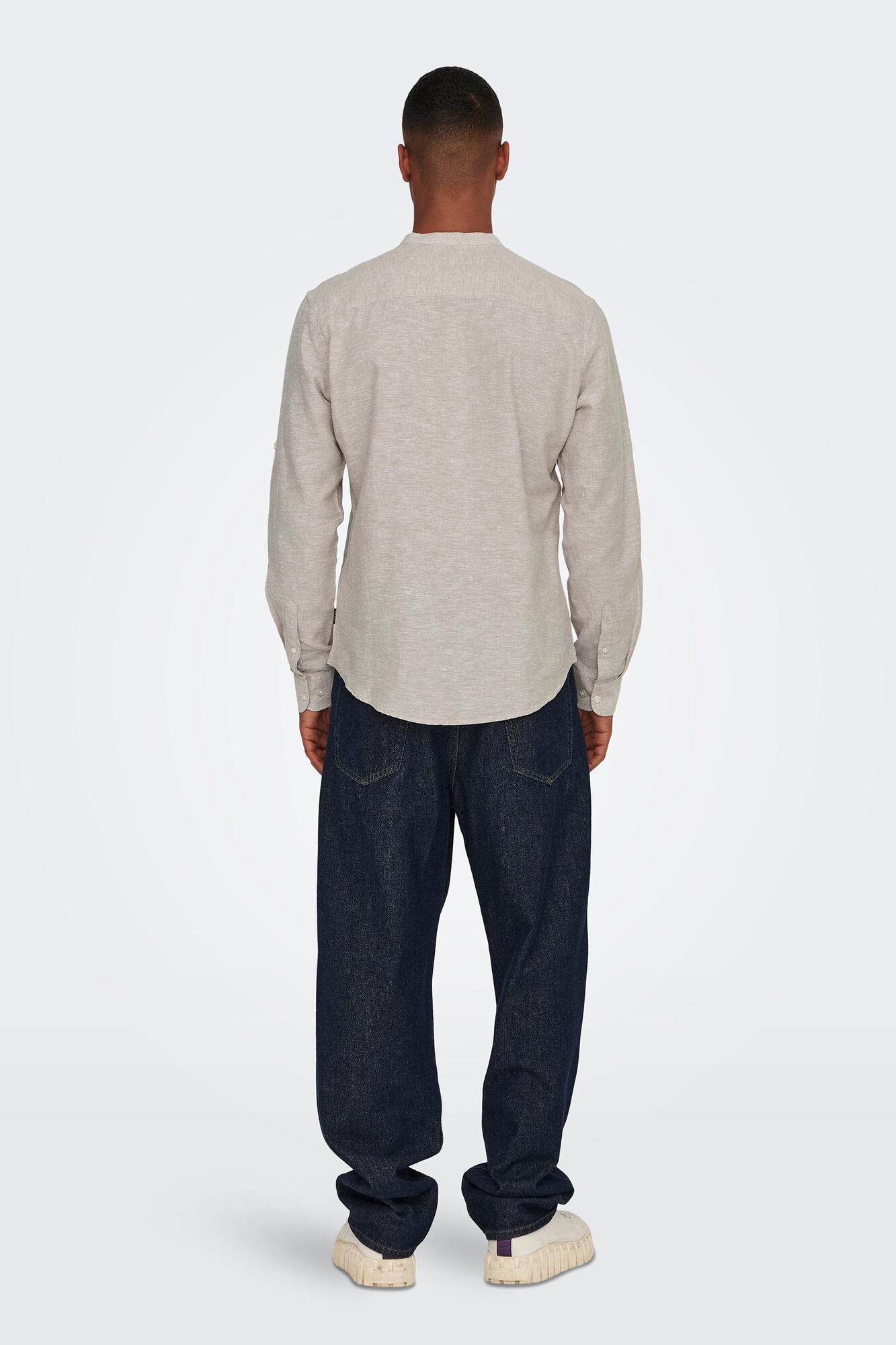 camisa polo com gola mandarim