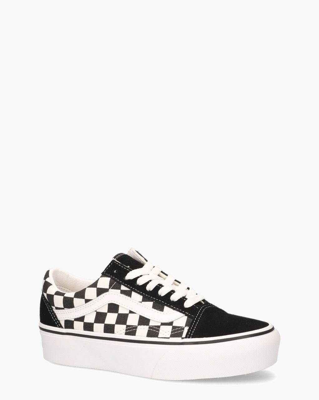 Vans Checkerboard Old Skool Platform Zwart/Wit Damessneakers