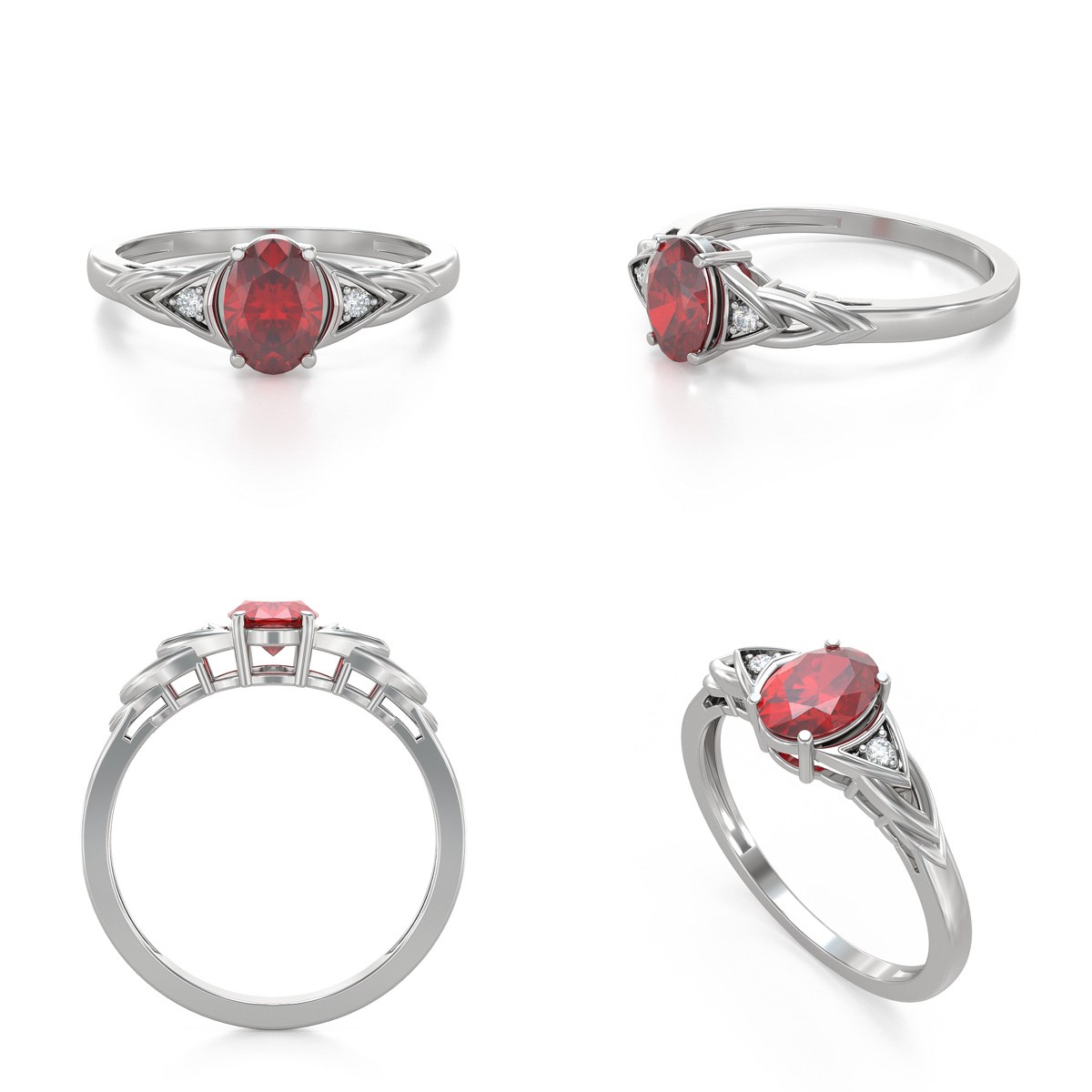 Bague ADEN Rubis et diamants sur Argent 925 2grs