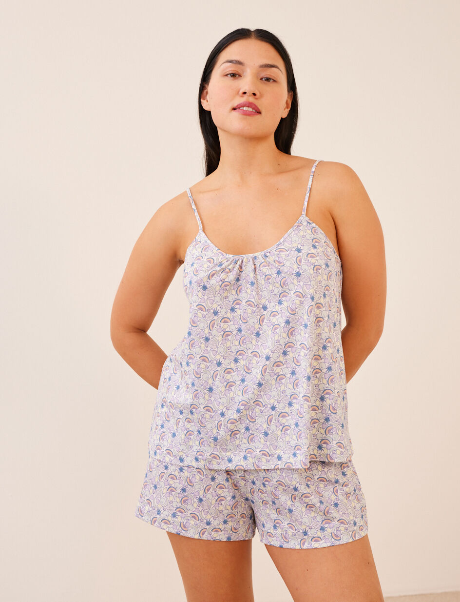 Short de pyjama - fruits agrumes lavande