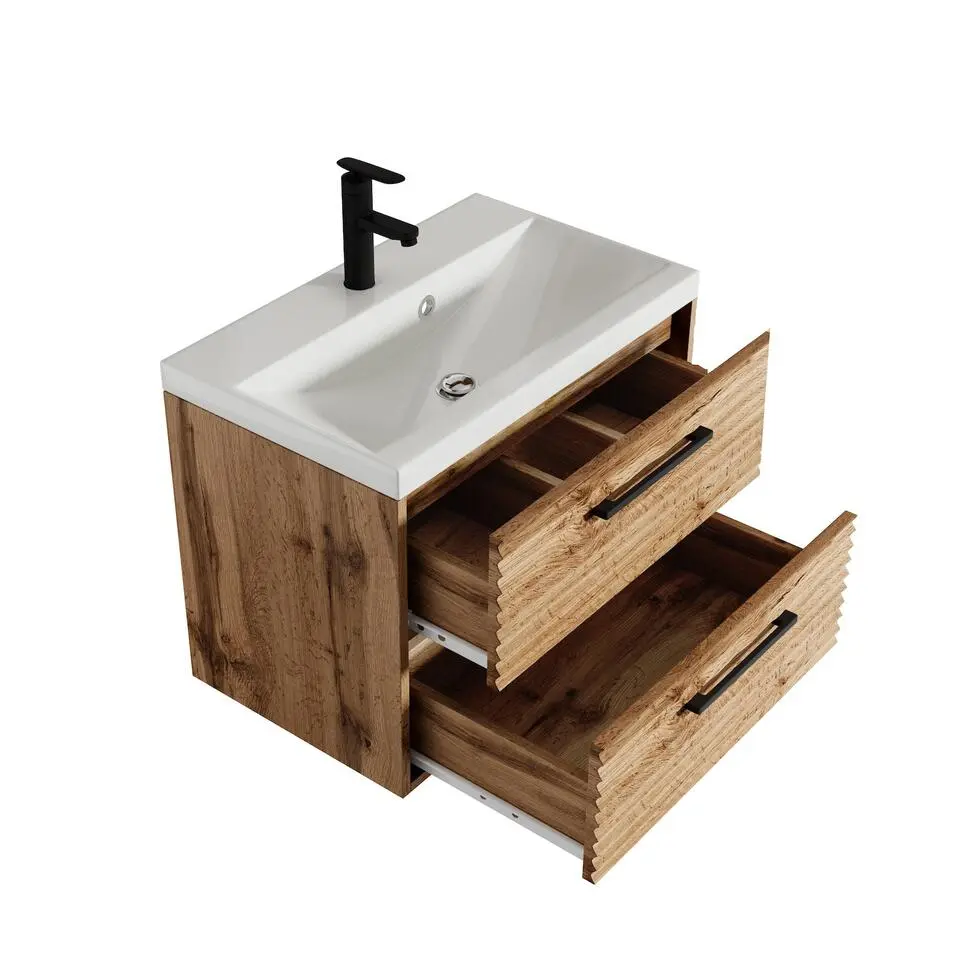Badplaats Badkamermeubel Set Etna 01 60 cm – Eiken – Hangend Wastafelmeubel met