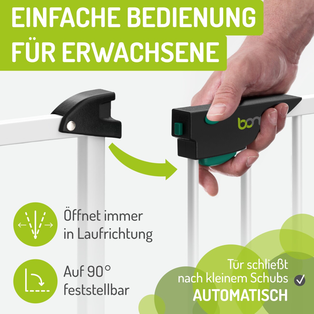bomi Türschutzgitter Extrahoch 107 cm - Mira 73-161 cm in Weiß für Hunde & Katzen XS