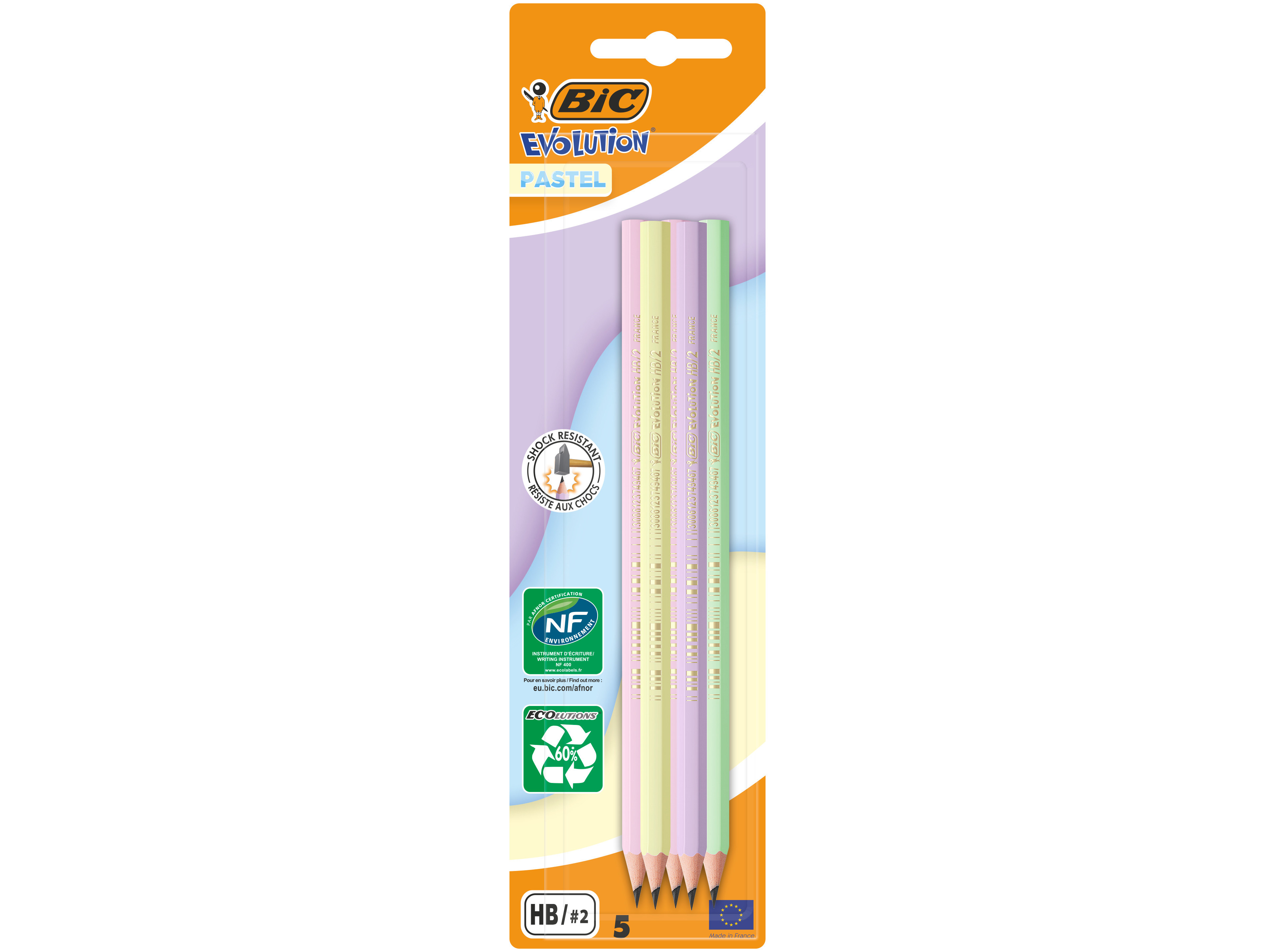 LÁPIS GRAFITE BIC EVOLUTION PASTEL 5 UNIDADES