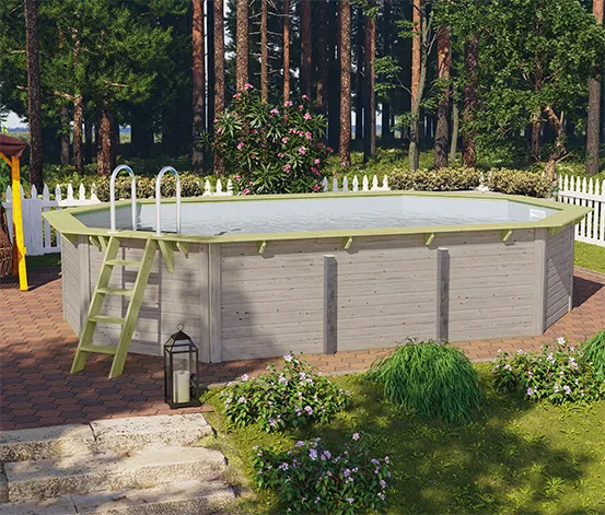 Karibu Gartenpool-Set »Modell 4«, wassergrau, ca. 610 x 400 cm