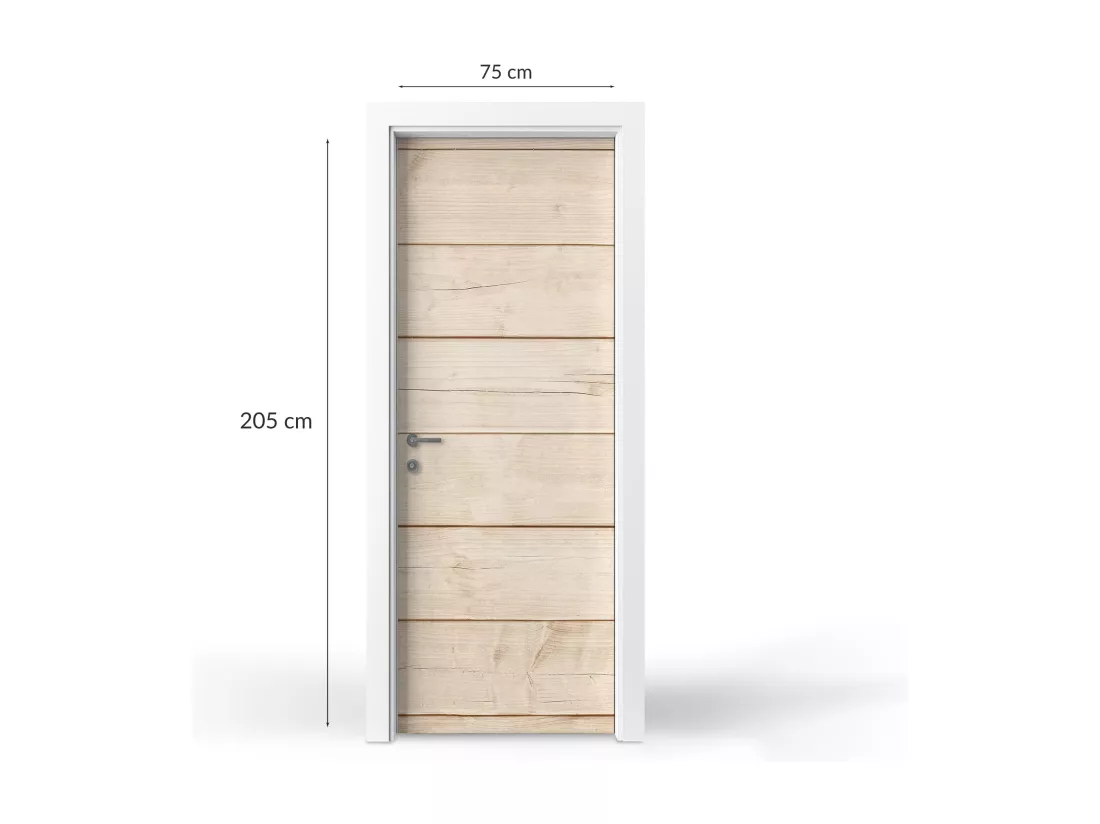 Papier peint photo pour portes intérieures - Planches de bois clair 75x205 cm