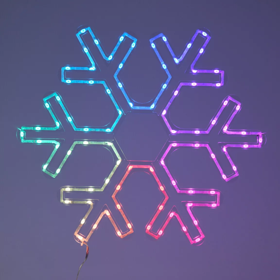 Flocon de neige lumineux néon 96 LED H43 cm Multicolore
