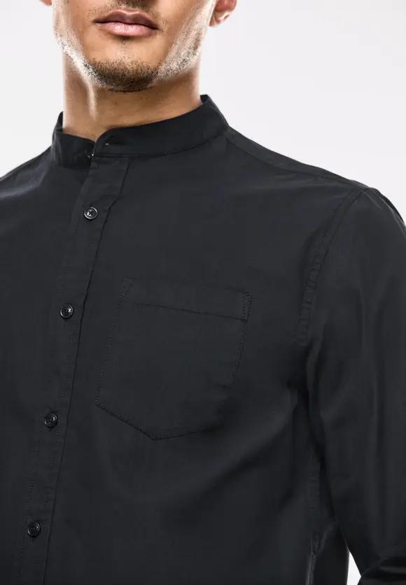 Stehkragen Hemd - faded black