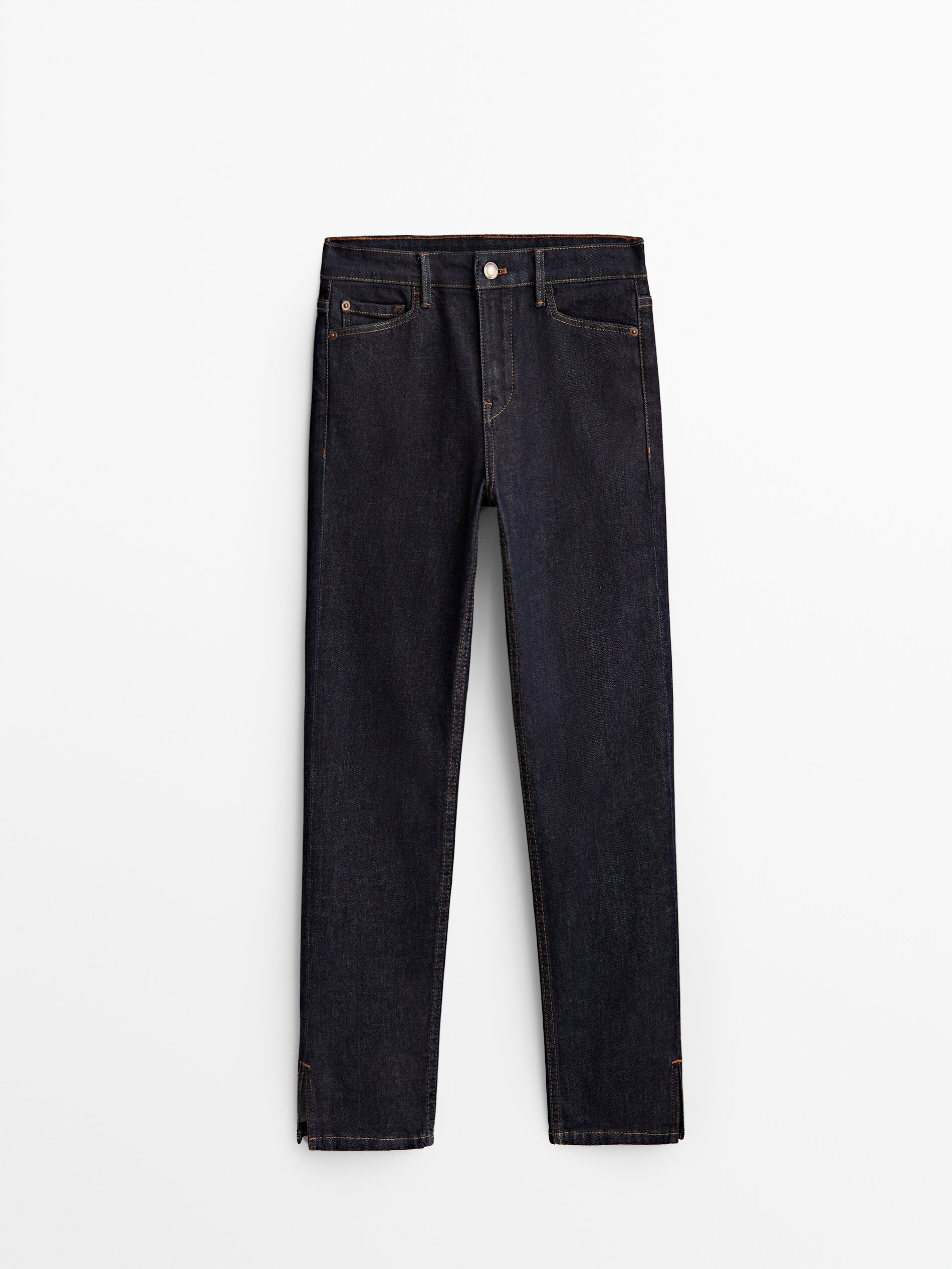 Calça cropped vaquero tiro medio slim - AZUL OSCURO