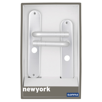 Gamma deurkruk set New York ovaal schild vrij-bezet sluiting 63/8 mm aluminium