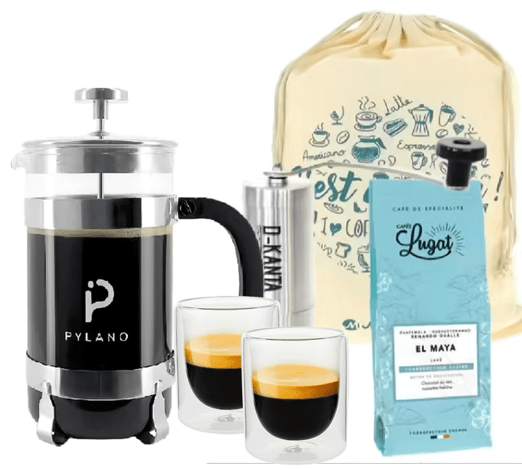 Pack Cafetière à piston Pylano CALI 3 tasses (35cl) + moulin D-Kanta MG01
