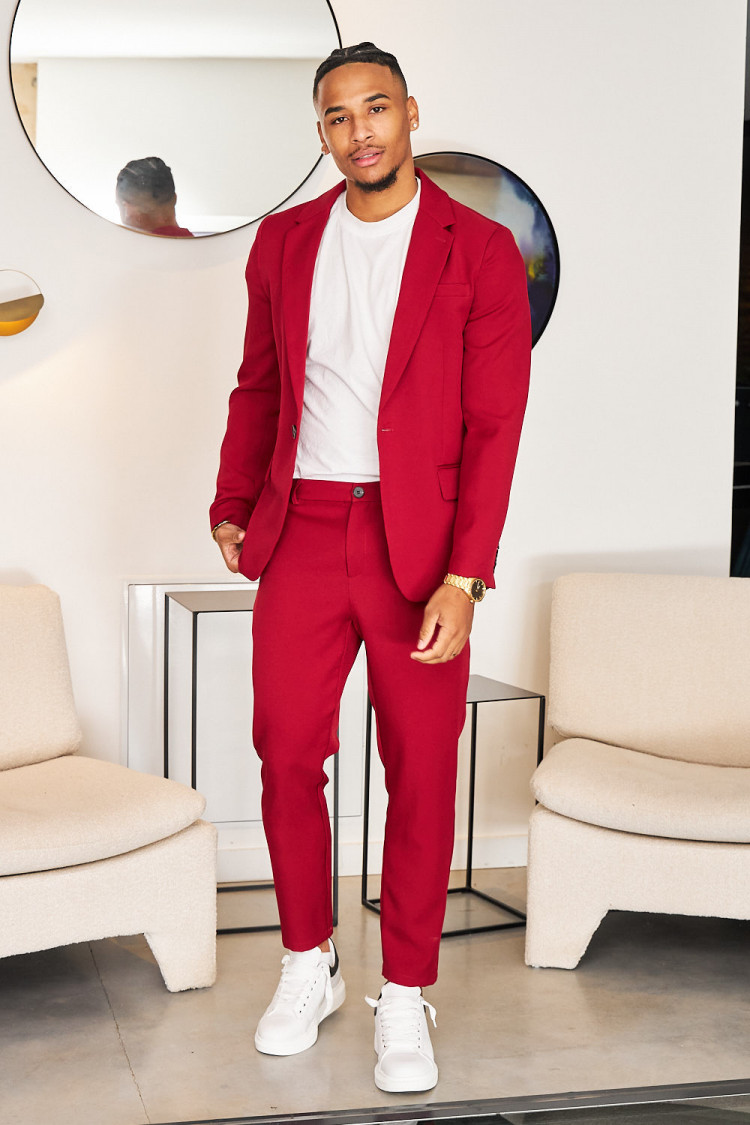 Costume 2 pièces blazer + pantalon bordeaux
