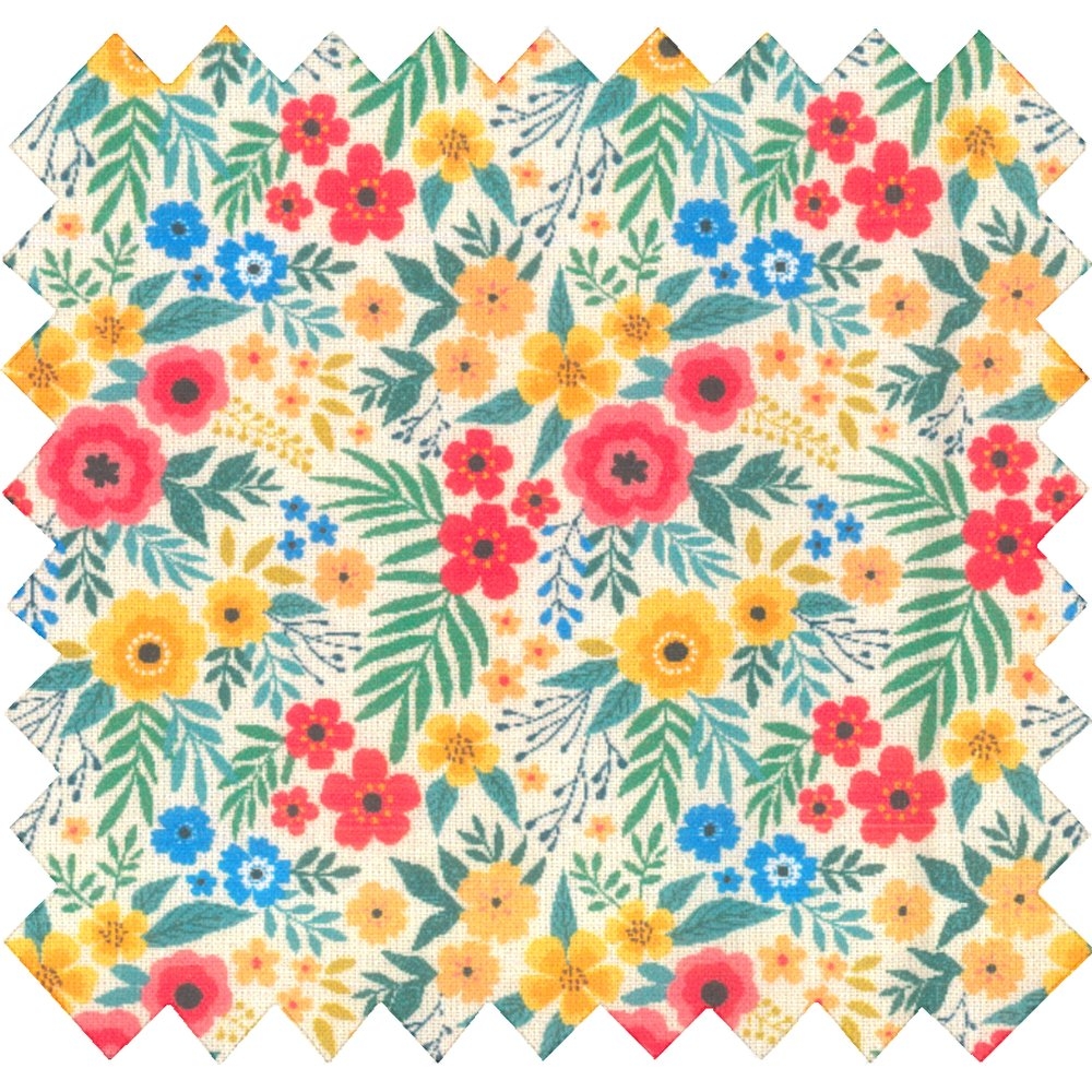 Coupon Tissu 50 Cm Fleuri Coloré Ex1049