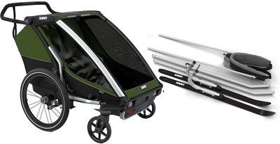 Thule Chariot Cab 2 Sykkelvogn inkl. Ski- & Tursett, Cypress Green