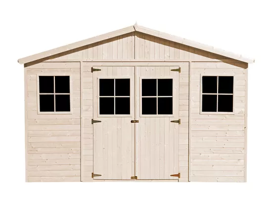 Abri de Jardin en Bois Naturel - H246 x 418 x 420 cm/ 16 m²- TIMBELA M330
