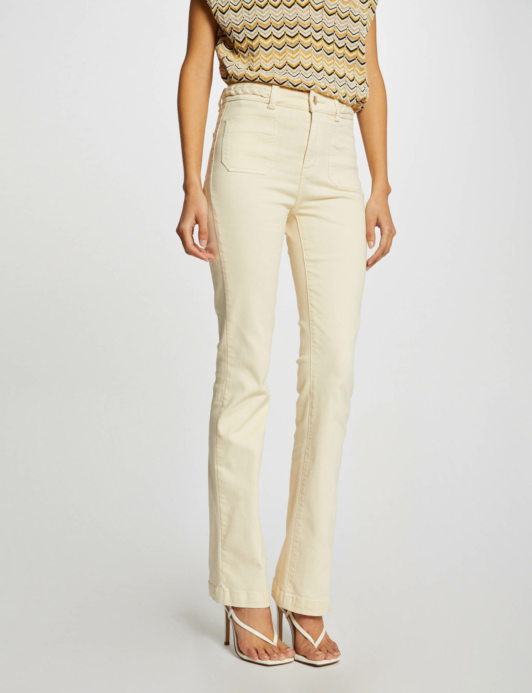 Pantalon bootcut avec détails tressés jaune paille femme - jaune_paille