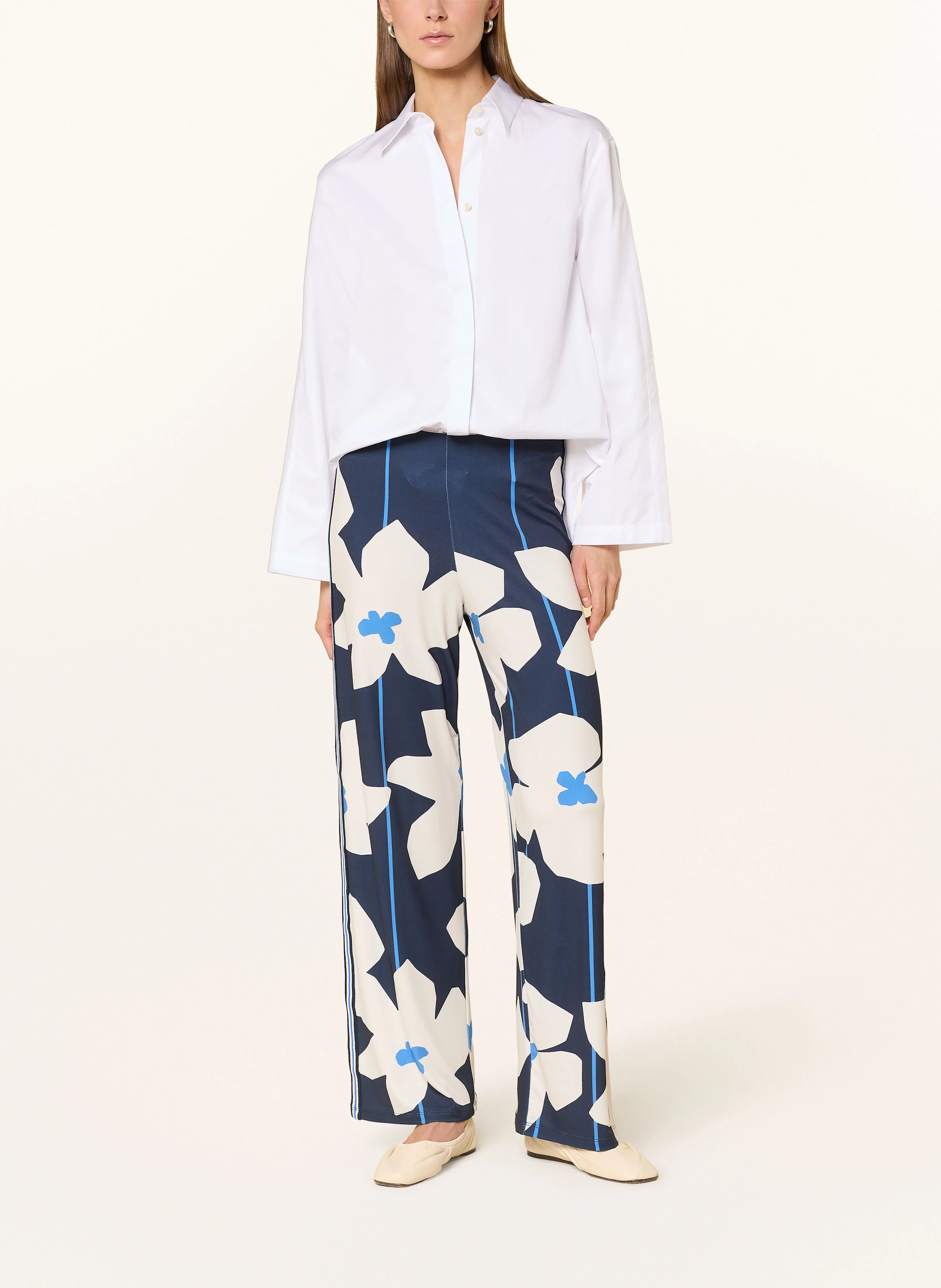 oui Marlenehose aus Jersey mit Galonstreifen